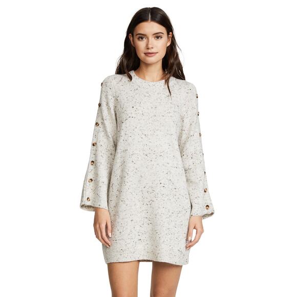 Madewell Donegal Snow Button Sleeve Crew Neck Wool Blend Sweater Dress XXS - Picture 1 of 8